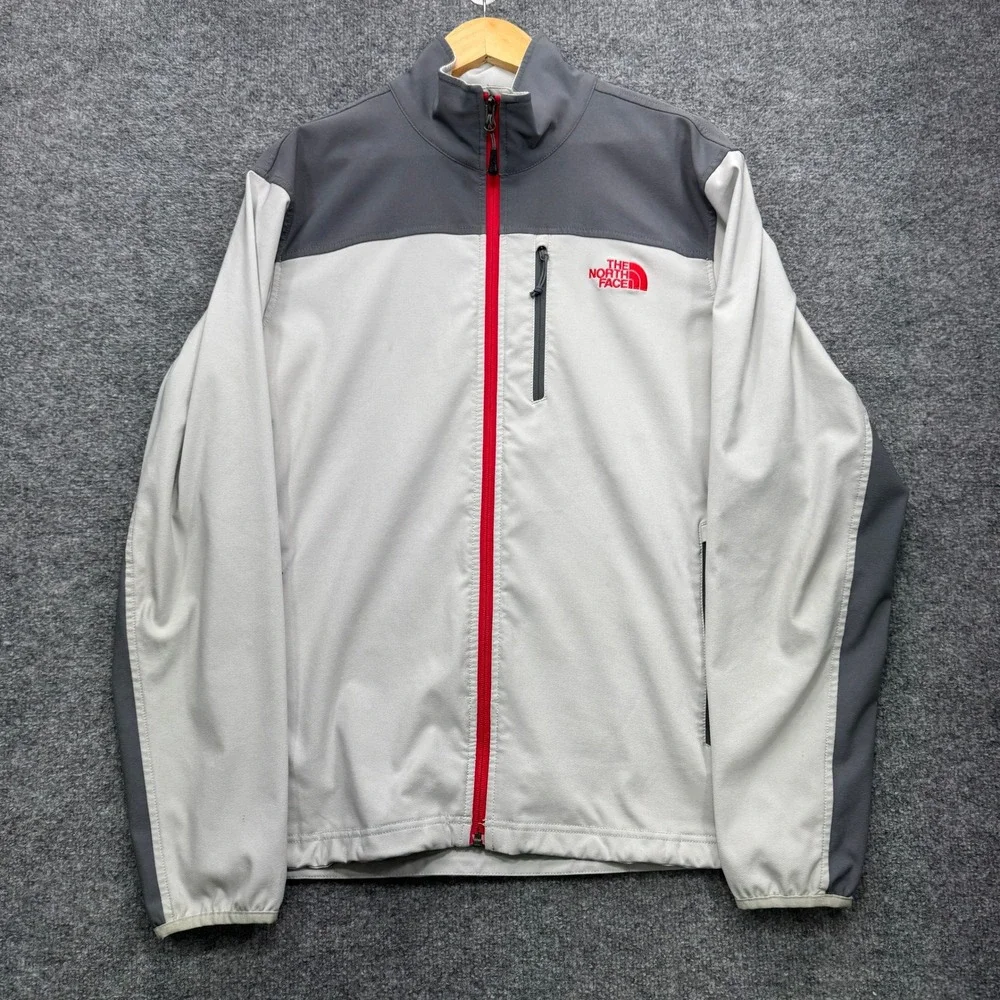 The North Face Softshell Jacket Mens Medium Gray Long Sleeve Outdoor Hiking